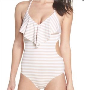 Chelsea28 - pink/white striped swimsuit - M